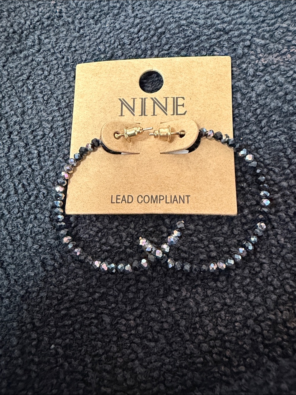 Iridescent Black Crystal Hoop Earrings